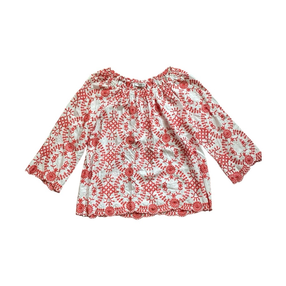 Red and White Floral Patterned Top